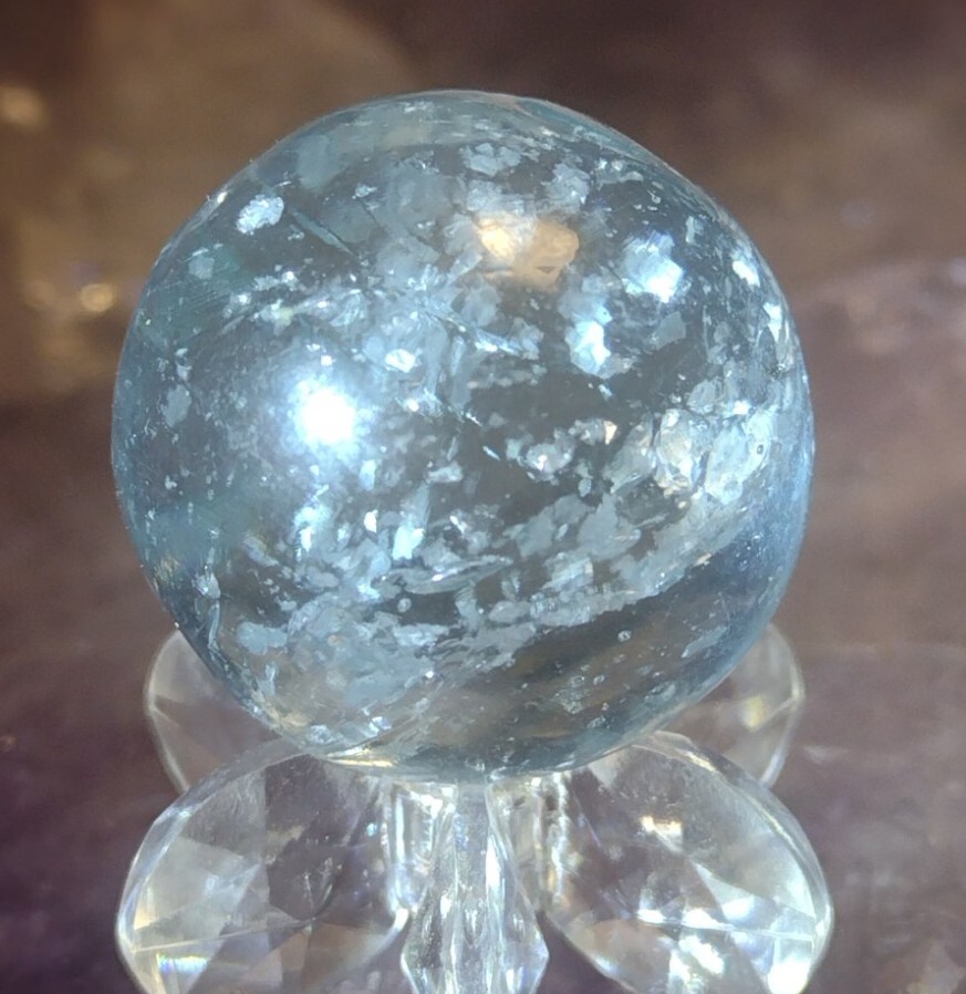 .84″ TWISTED SILVER MICA – RARE VHTF ANTIQUE GERMAN MARBLES-NM
