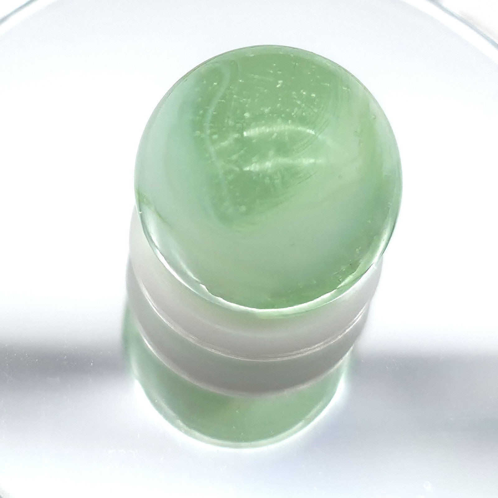 Pale Green Vaseline Old Machine-Made Marble Glows under a Blacklight 5/8”
