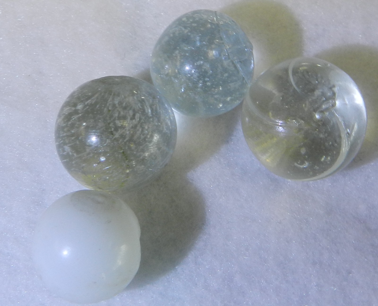 #20496m Vintage Group of 4 German Handmade Marbles .58 to .71 Inches