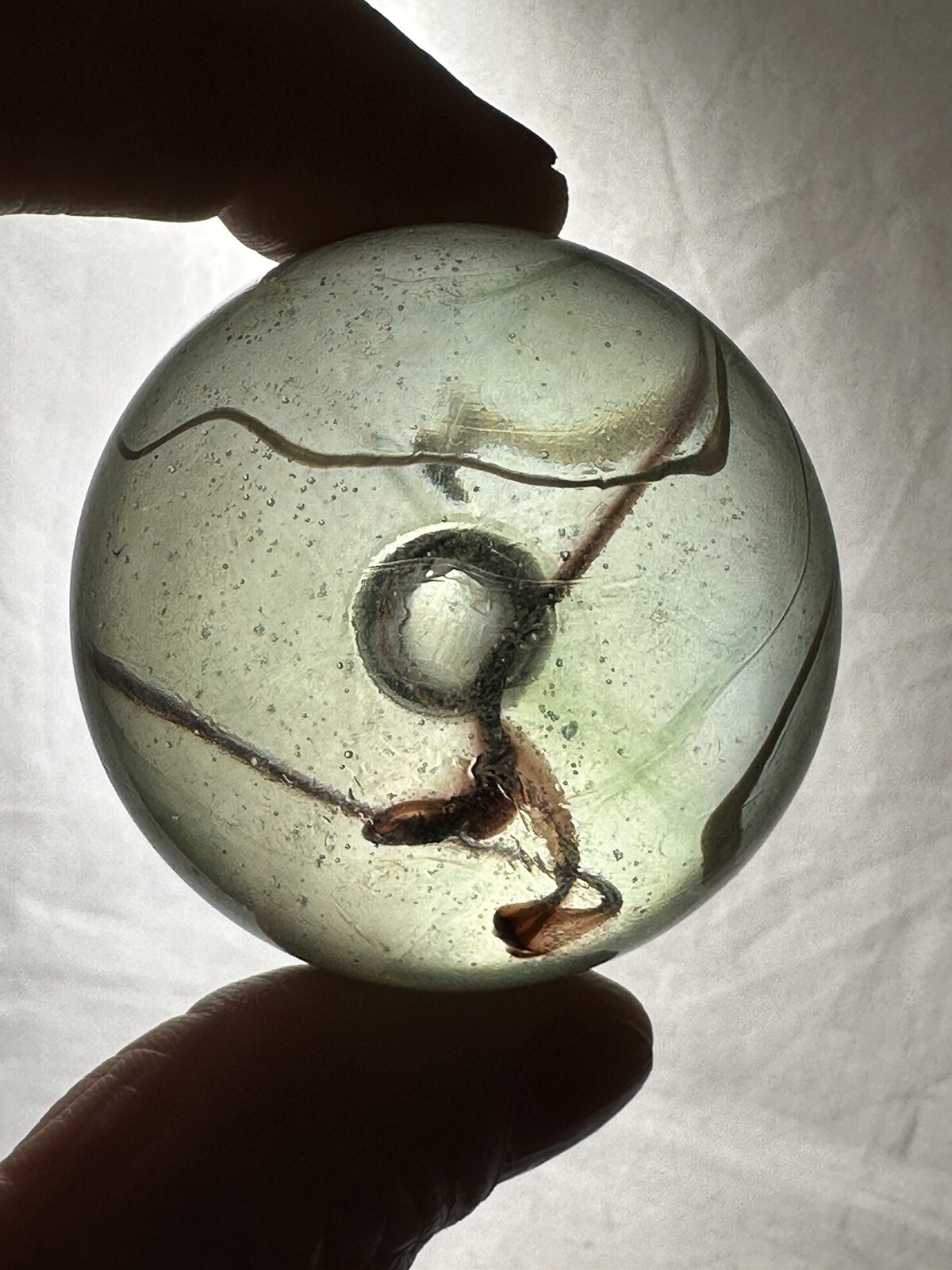 Toe Breaker 50mm (2″) POLAR BEAR Brown/White Wire Pull Marbles glass