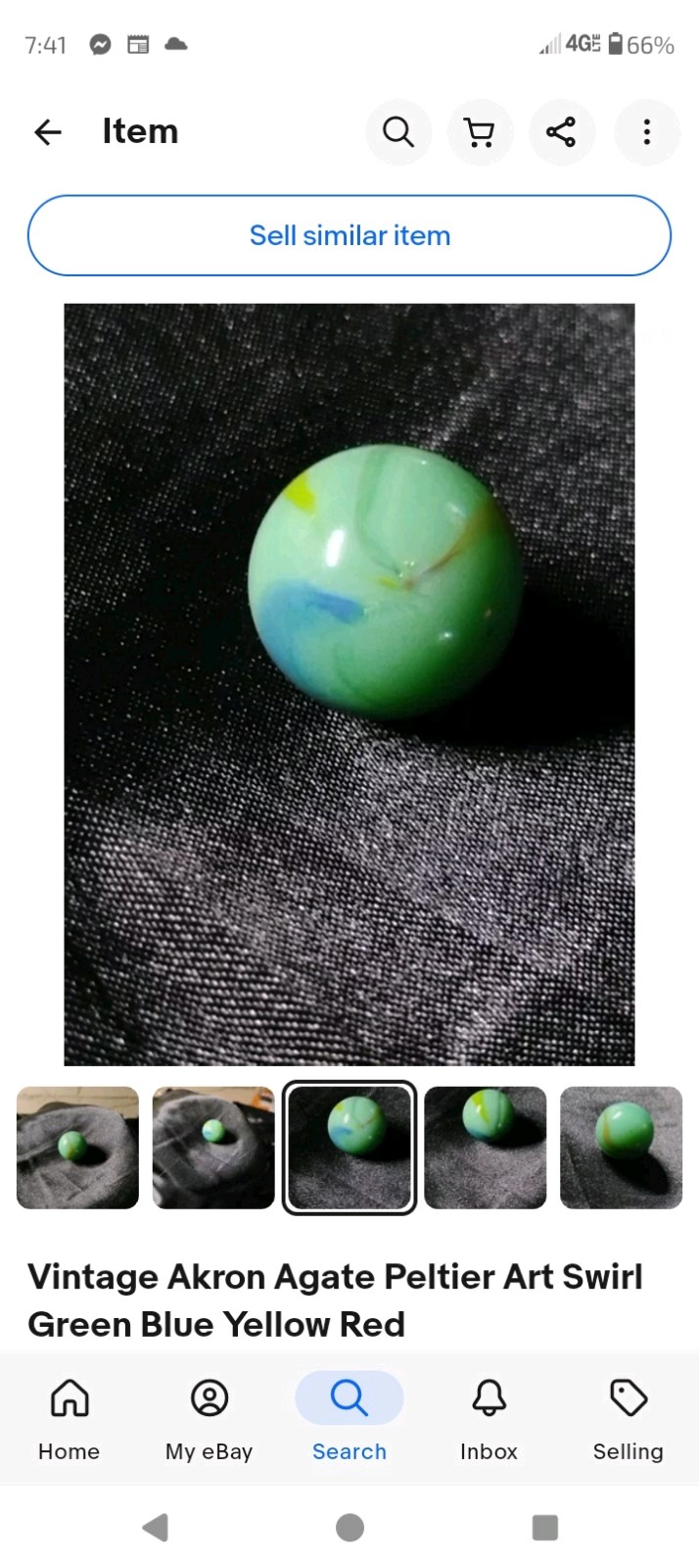 2 Antique Christensen Agate Blue Opaque Swirl And Vintage Akron Agate Peltier