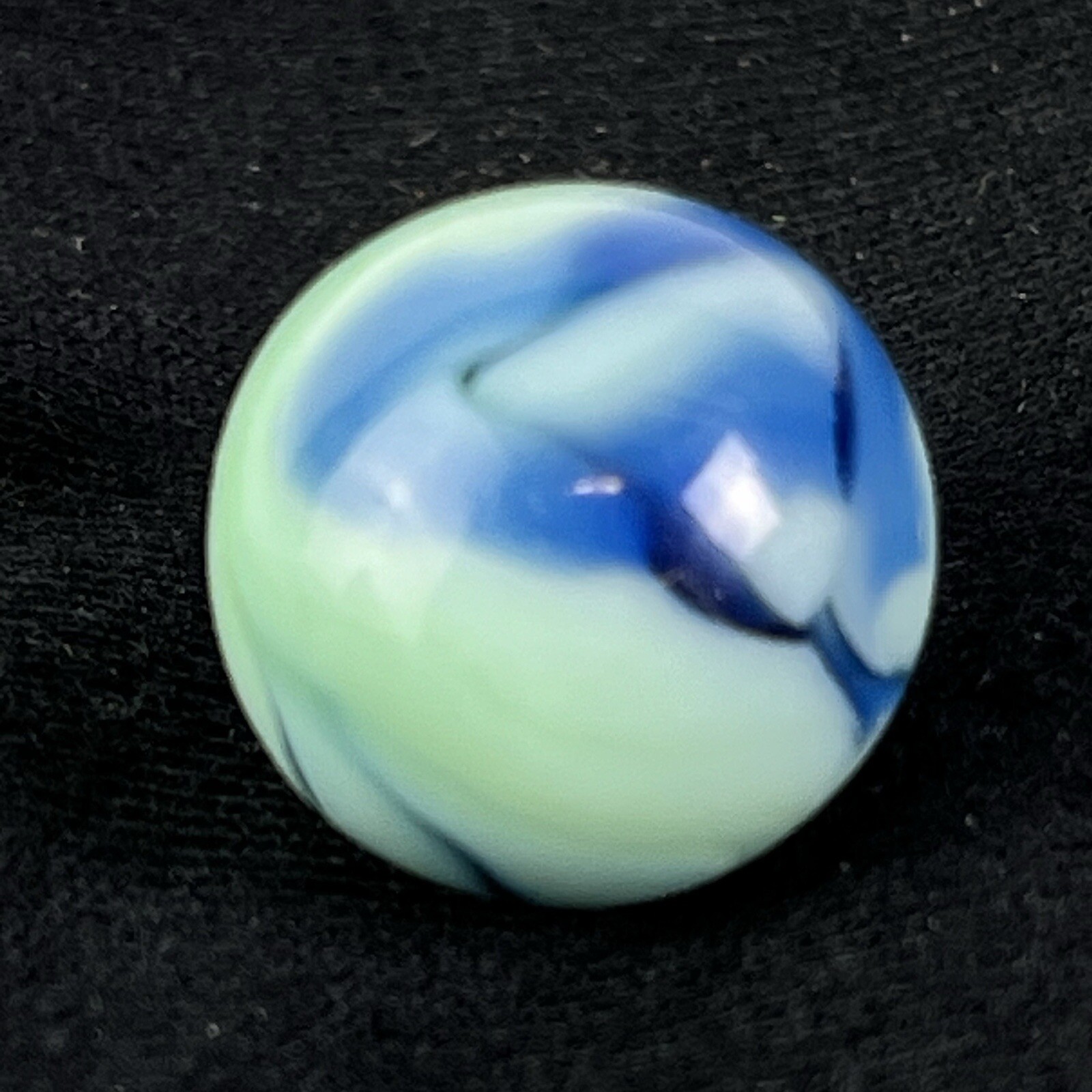 Vintage Akro Agate Peltier Art Swirl Glass Marble .61” Light And Dark Blue