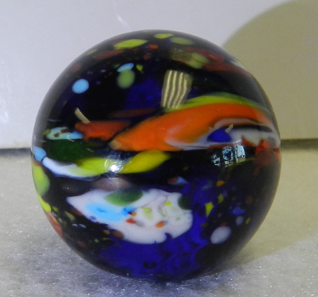 #19963m Guinea Like Handmade Contemporary Keith Baker Marble Cobalt Base Glass