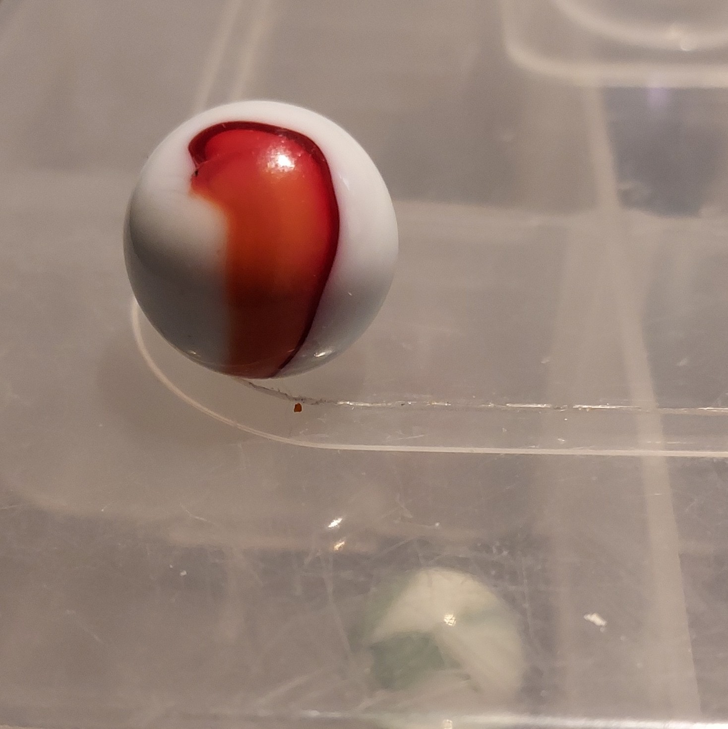 Akro Agate Red & White Swirl Glass Toy Marble – Machine Made, Ages 4-11