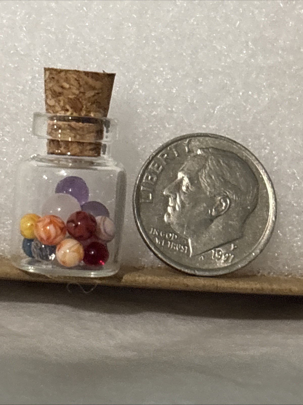 1 Tiny Glass Jar With Tiny Glass And/or Stone Marbles