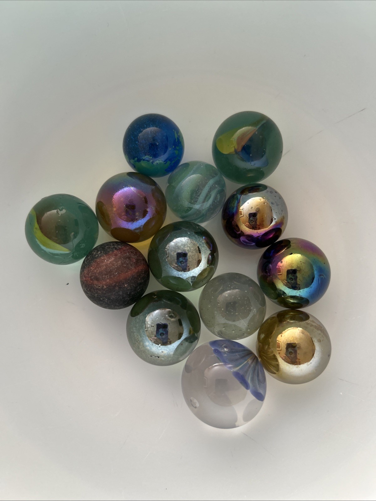 72 Hand Blown Unique Variety Of Various Sized Marbles