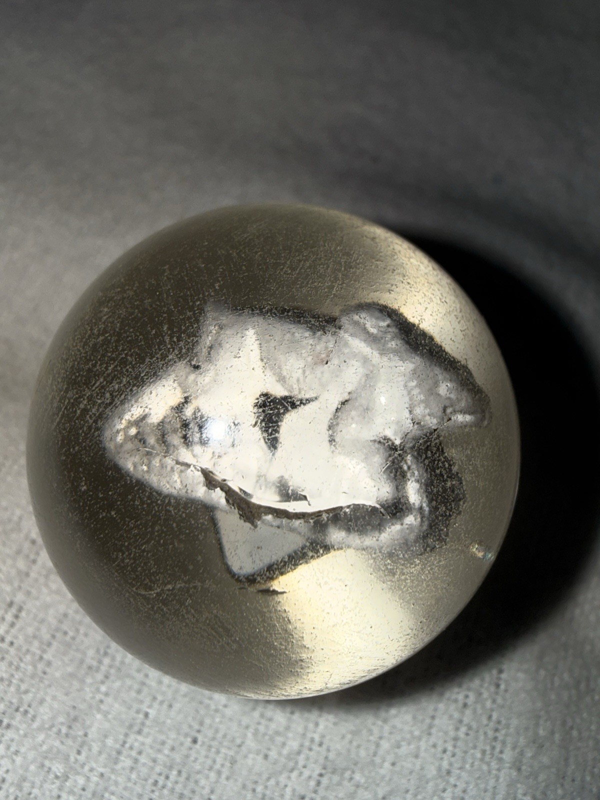 Antique Germany Glass Sulphide Marble Rabbit Figure Large 1.11″ UV Reactive