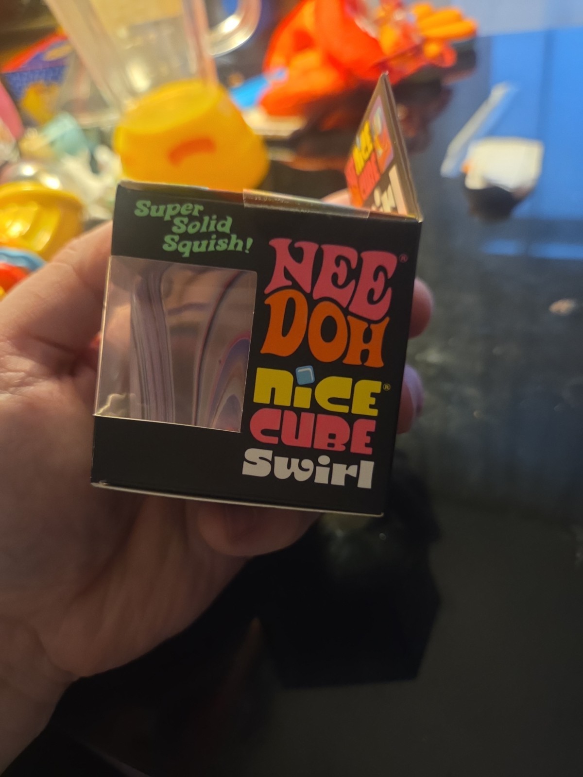 needoh nice cube swirl purple/pink/black super solid squish