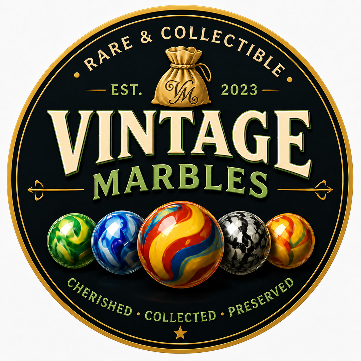 Vacor De Mexico 20 Marble Lot 5/8″ Tie Dye Swirl Mint Glass Fancy Marbles