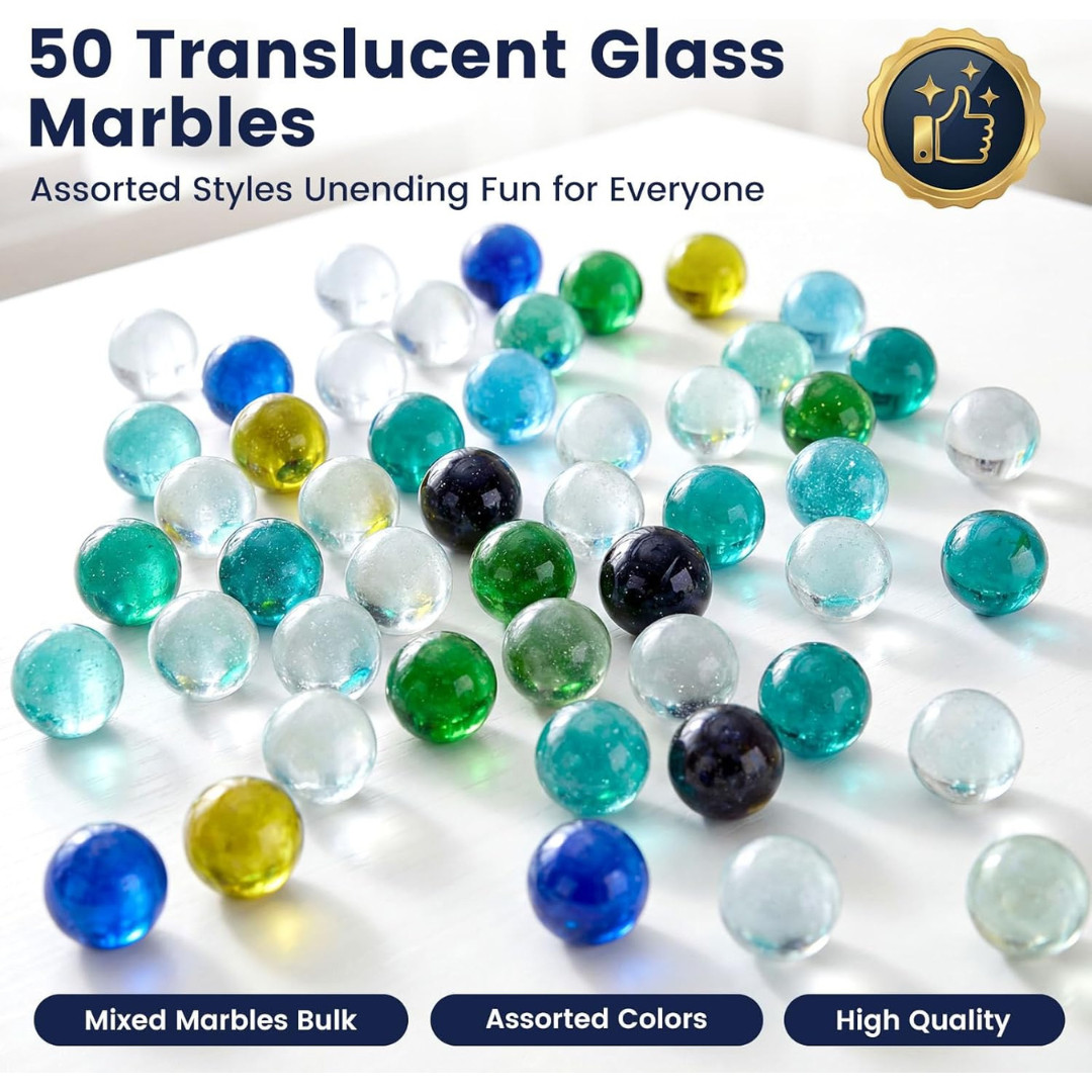 50 PCS Beautiful Player Marbles Bulk for Marble Games, Multiple Colors