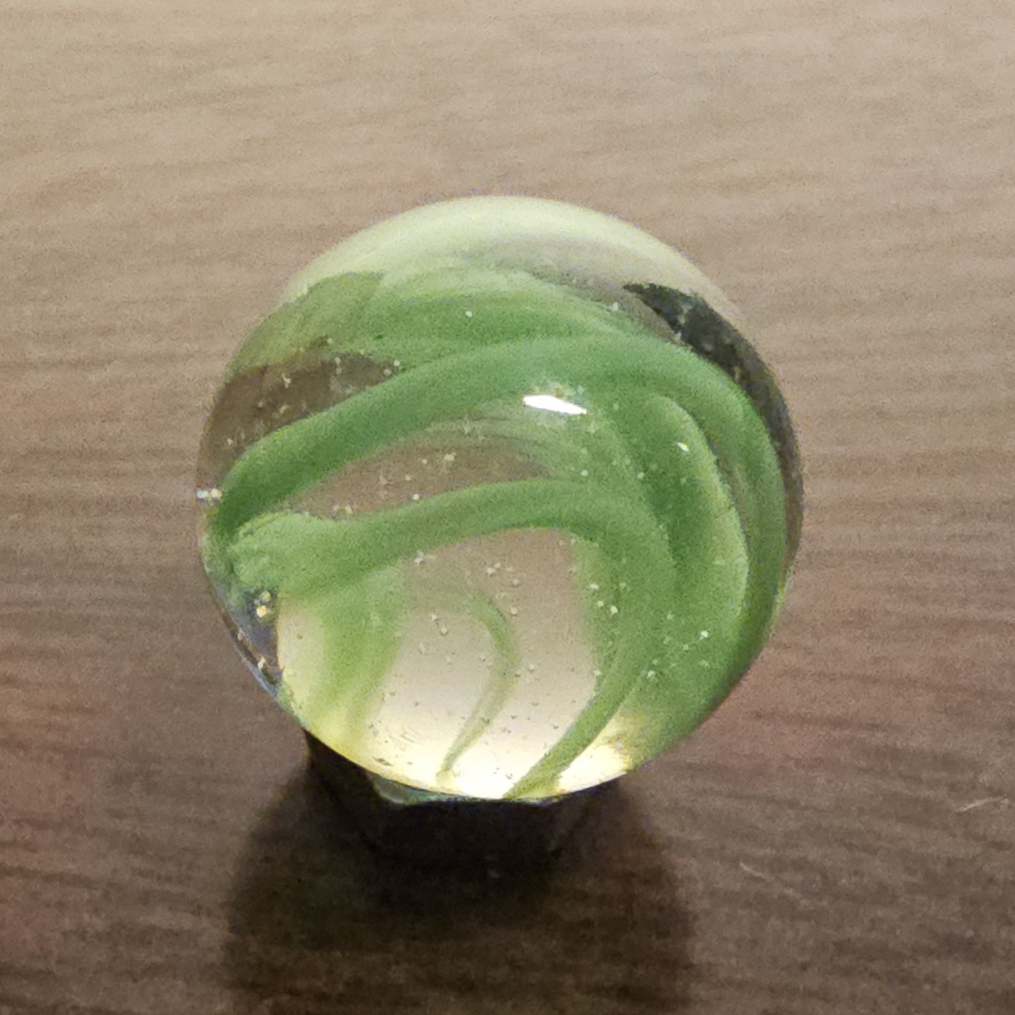 Vintage Vacor Green Spaghetti Ribbon .625″ Glass Marble
