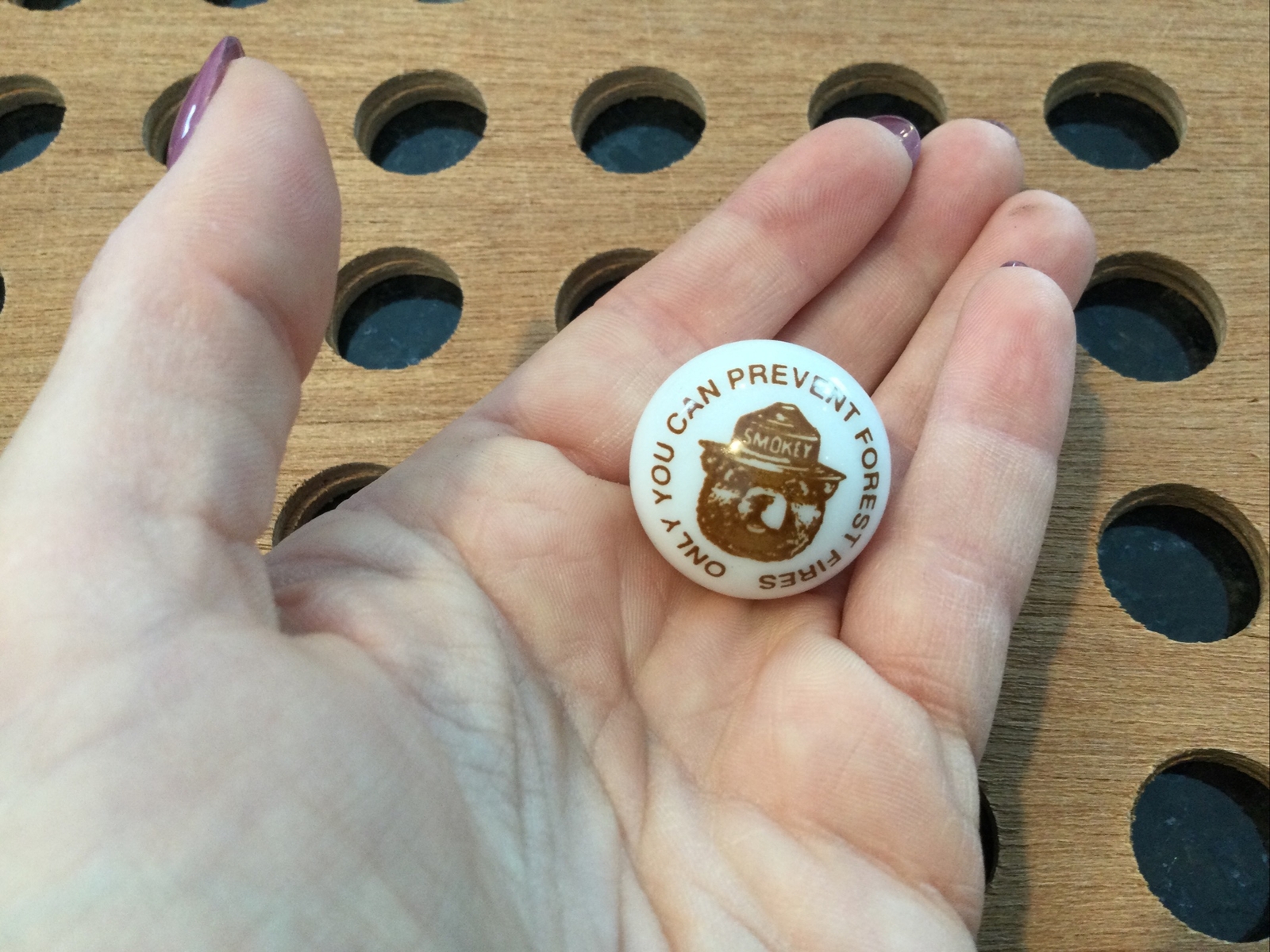 Vintage |Smokey the bear “Only You Can Prevent Wildfires” Marble | White & Brown