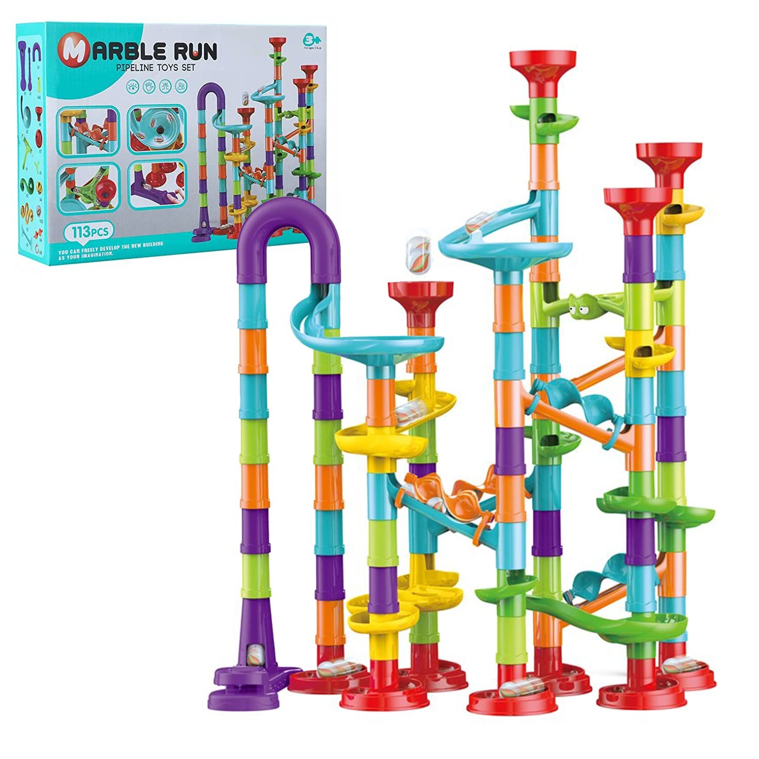 Marble Run for Kids Ages 4-8 – Maze Game DIY Educational Playset White