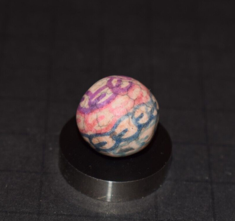 Antique Hand Painted Fired Glazed Clay Abstract Art Marble Size .703″=45/64″