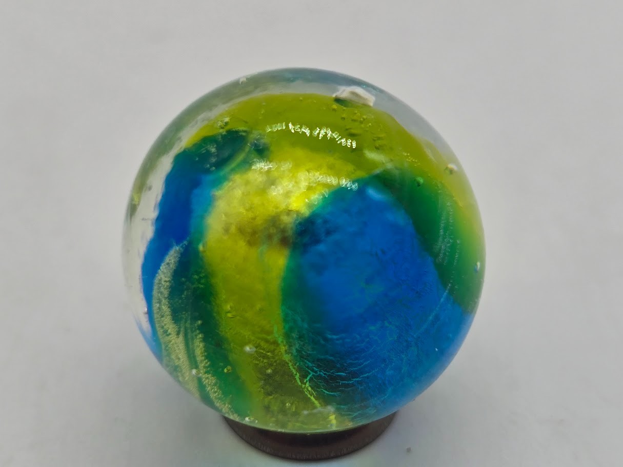 New For 2025! Mermaid Blue and Green Marble 22mm Handmade Art Glass Artwork