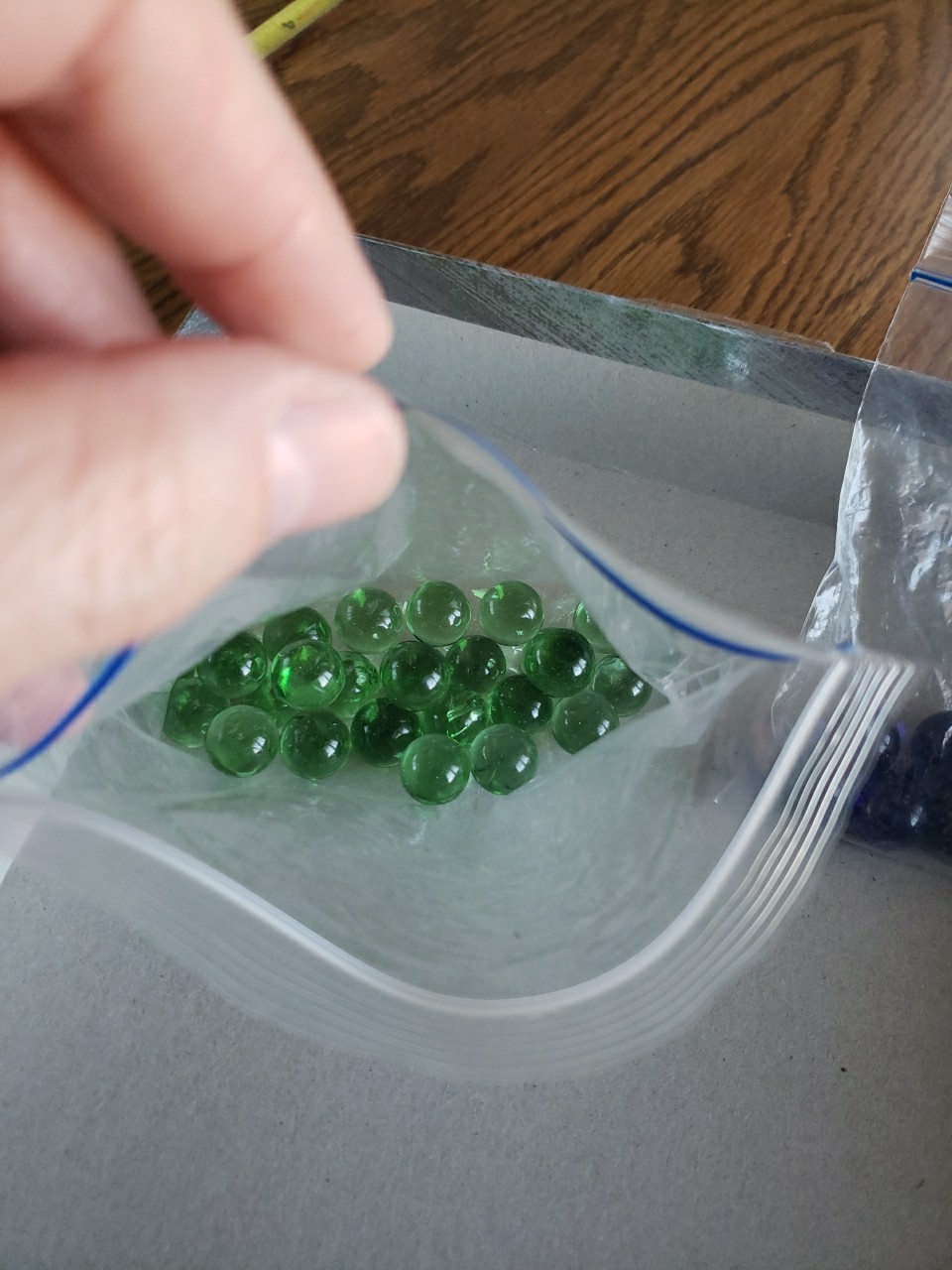 Lot Of 40 Glass Marbles 27 Small Light Green And 13 Medium Dark Purple VGC