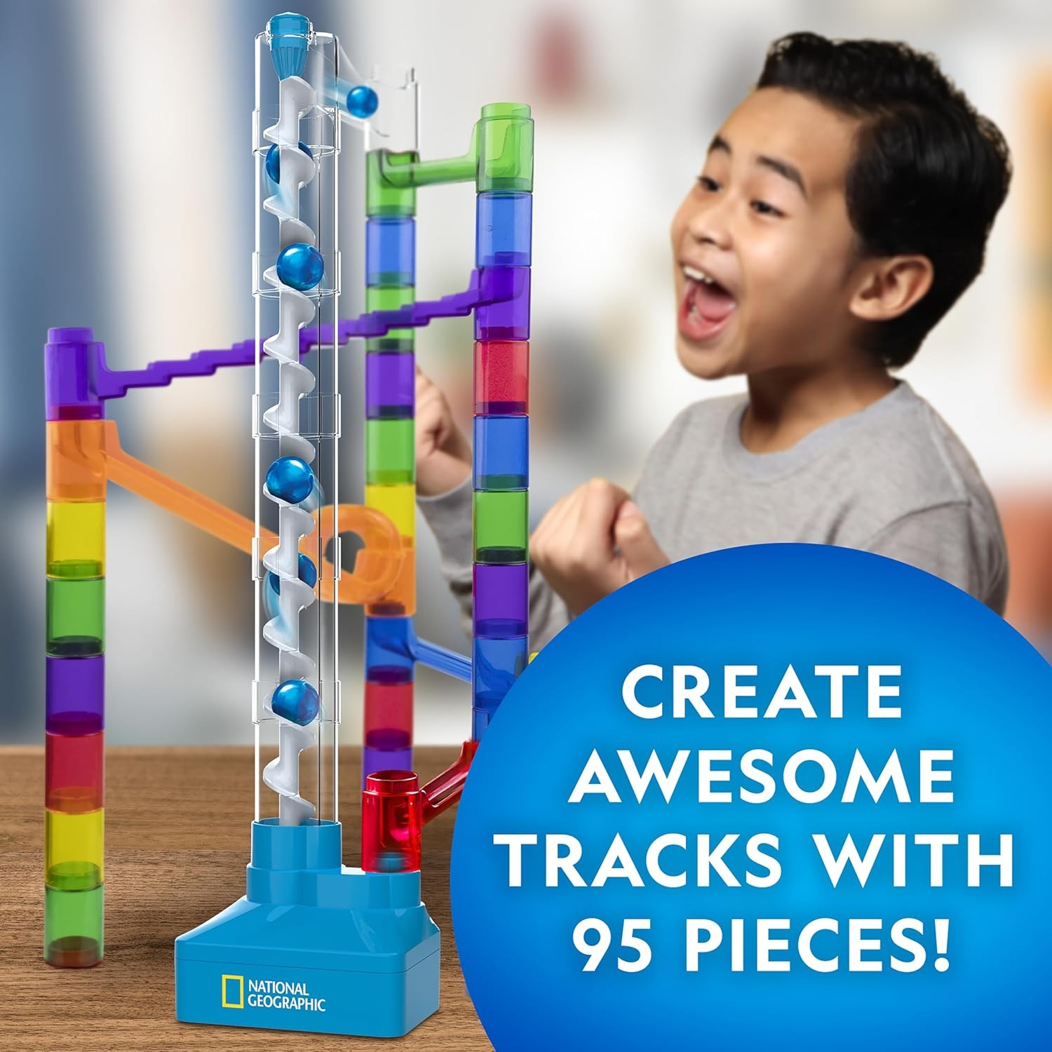 National Geographic Marble Run with Motorized Elevator – 95-Piece Marble…
