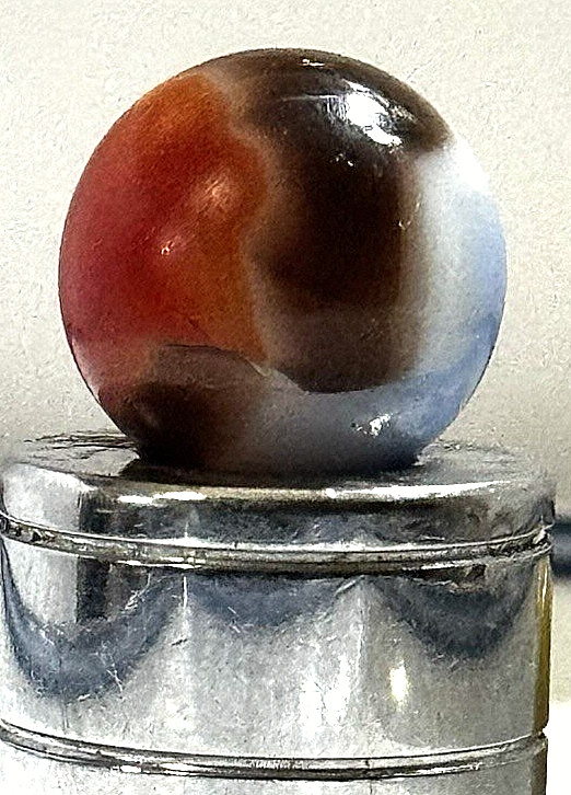 RARE Vintage Akro Agate Target Marble–Red, White, Blue & Oxblood | .5″ Minty