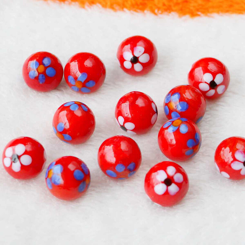 Red Glass Beads Round Marbles Traditional Vintage Classic Toys Games DIY Decor