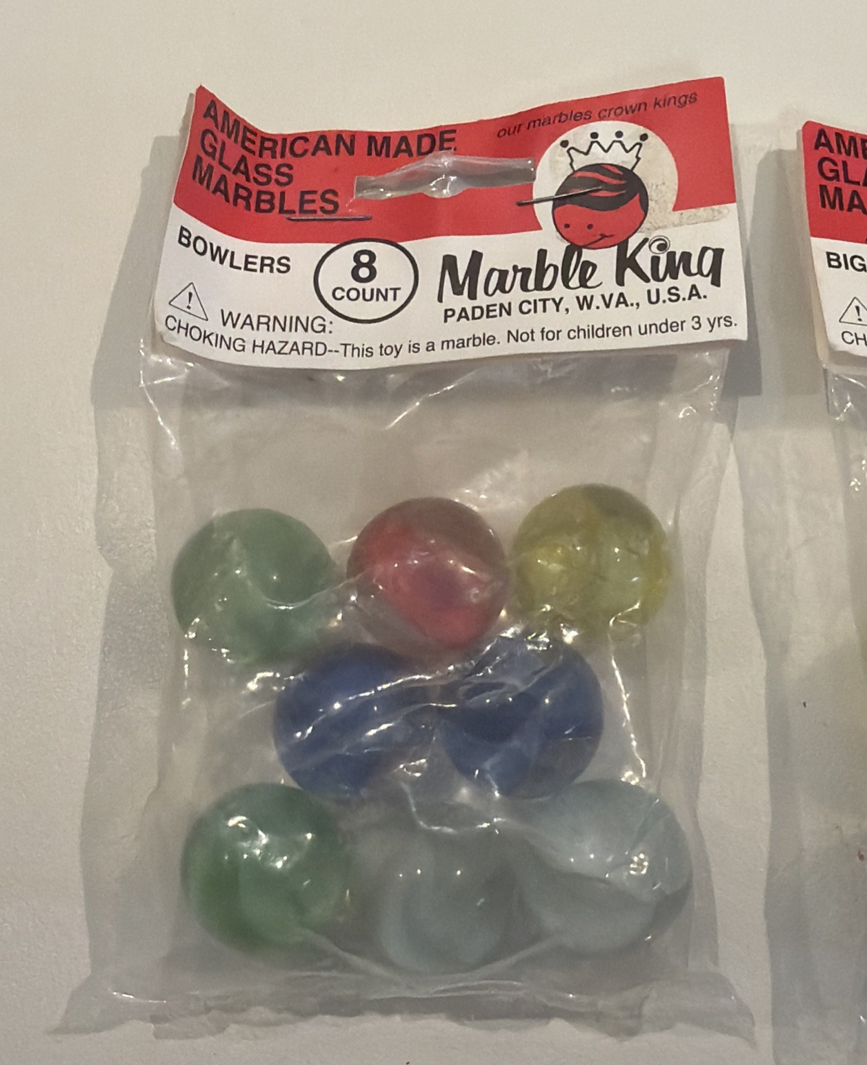 Marble King Marbles 2 unopened Packages 8 CT Bowlers & 6 CT Big Boy LOT 6-7