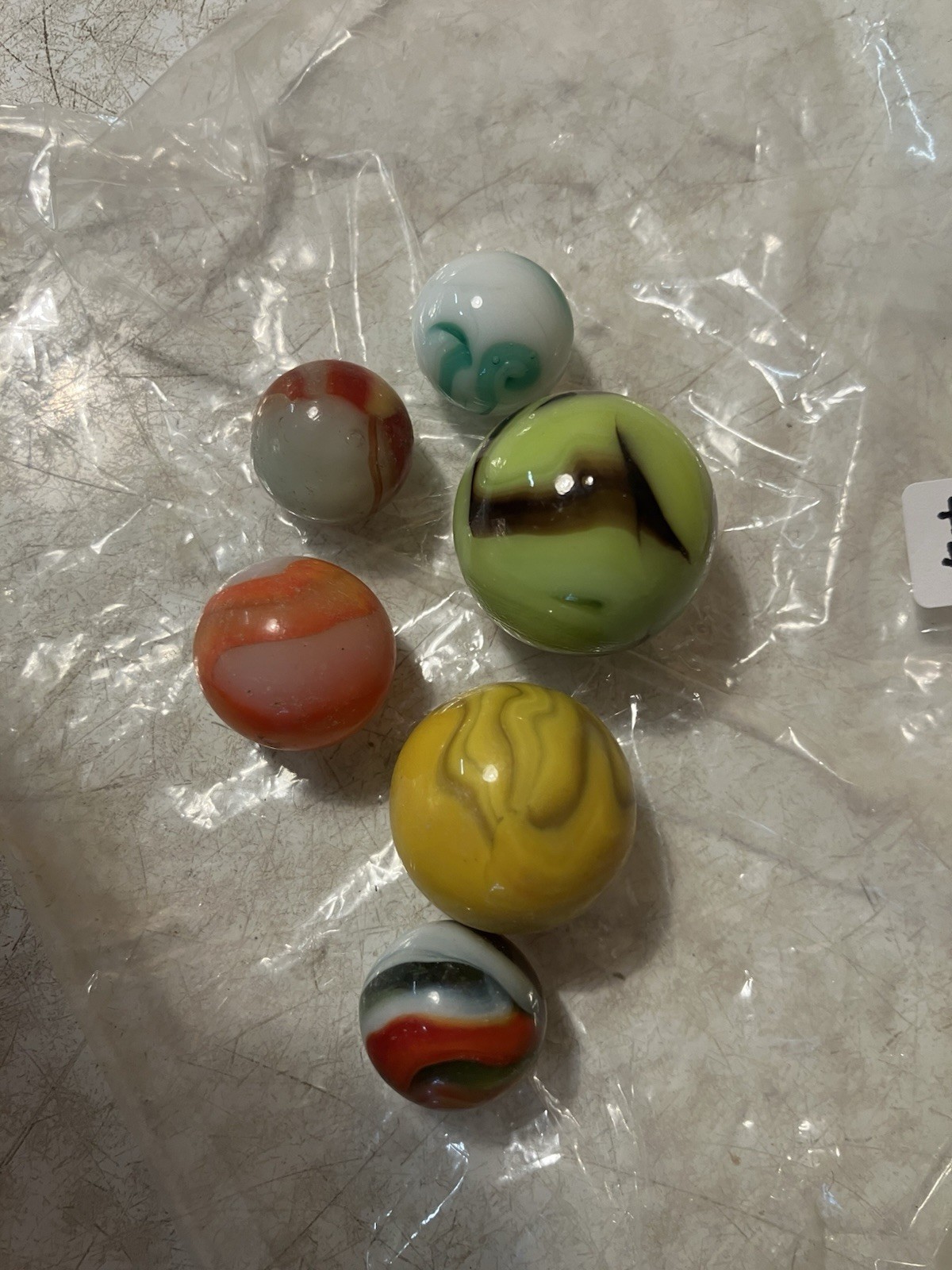 6 Old Machine Made Marbles Lot 44