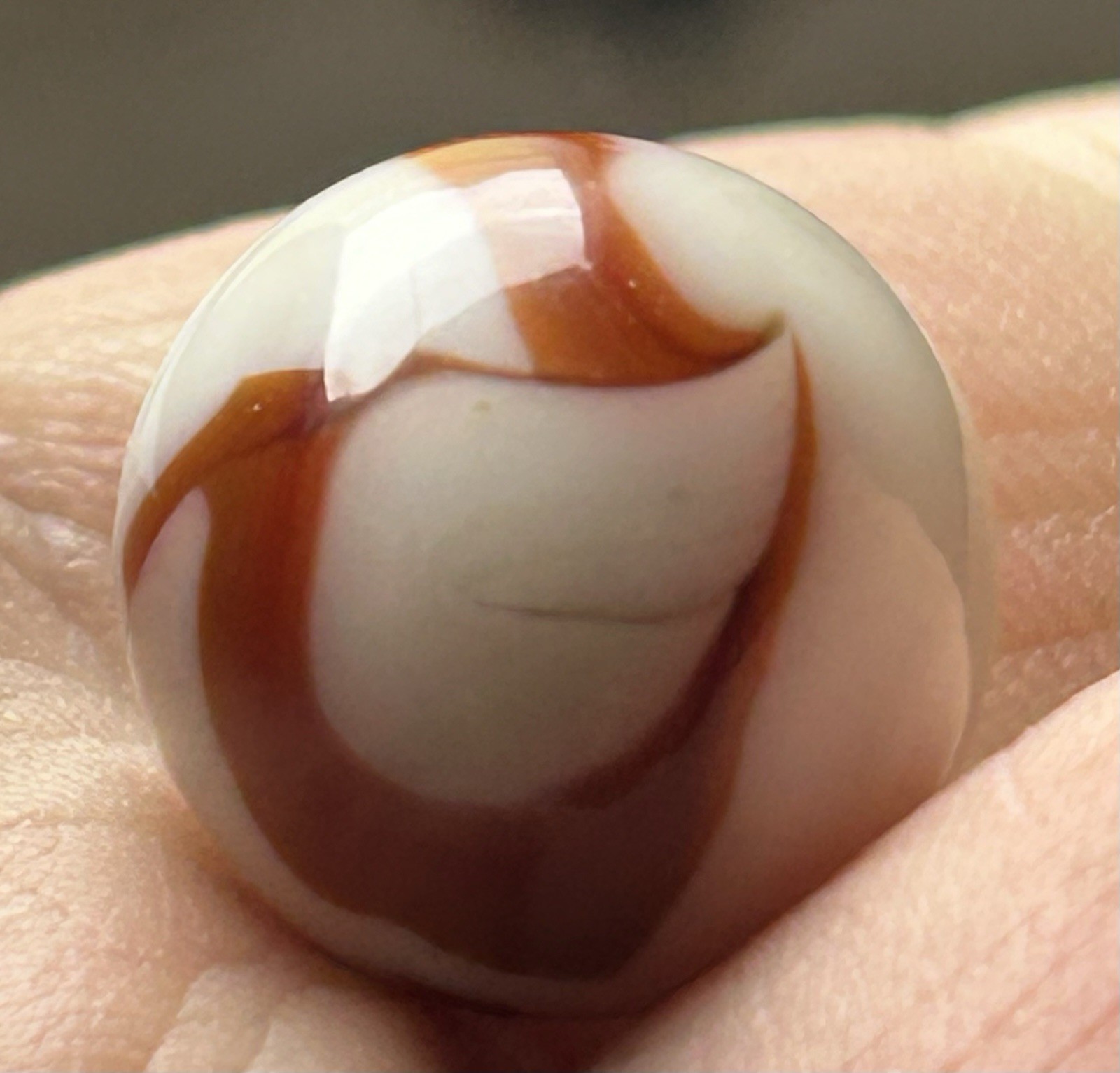 Vintage Heaton Or Alley Agate 0.57” Red Ribbon Swirl Marble Near Mint Condition