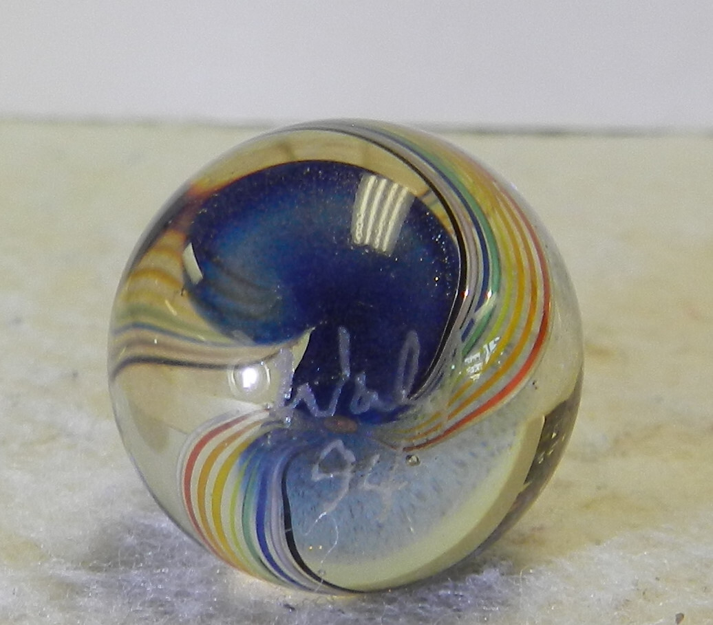 #15704m Nice Handmade Contemporary Wald Glass Marble With Lutz .79 In 1994 Mint