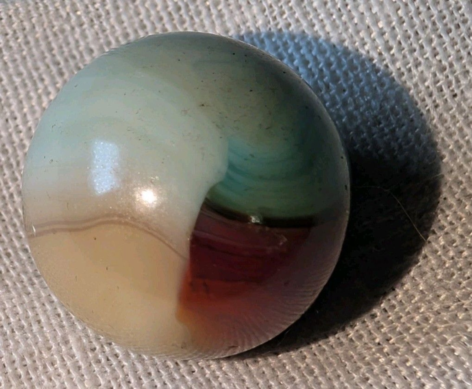 Vintage Peltier NLR Marble .59” Pastel Rainbo Cream/Teal/Burgundy Swirl