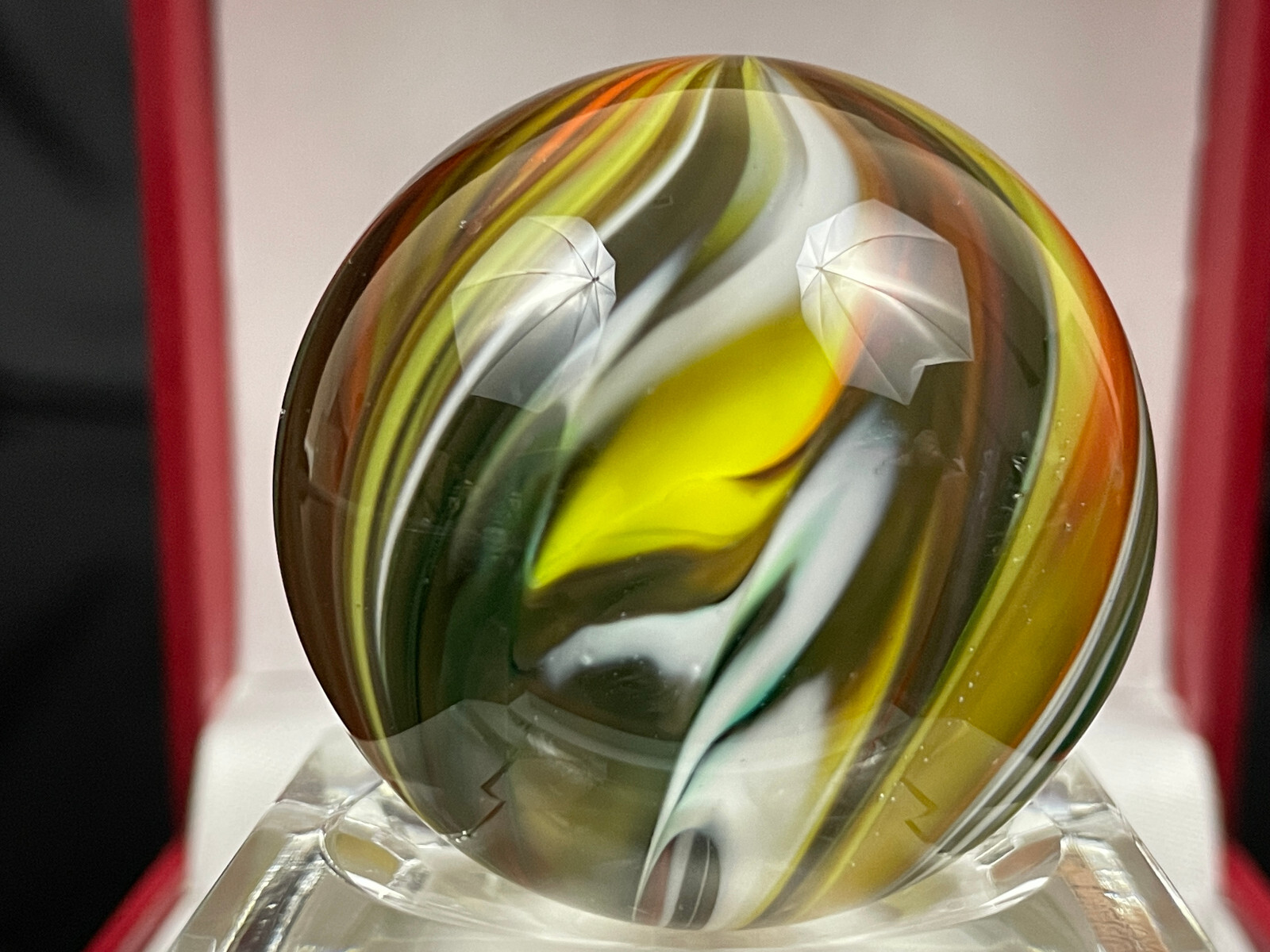 Rick Davis Glass Art Marble 1.48″ Signed #28