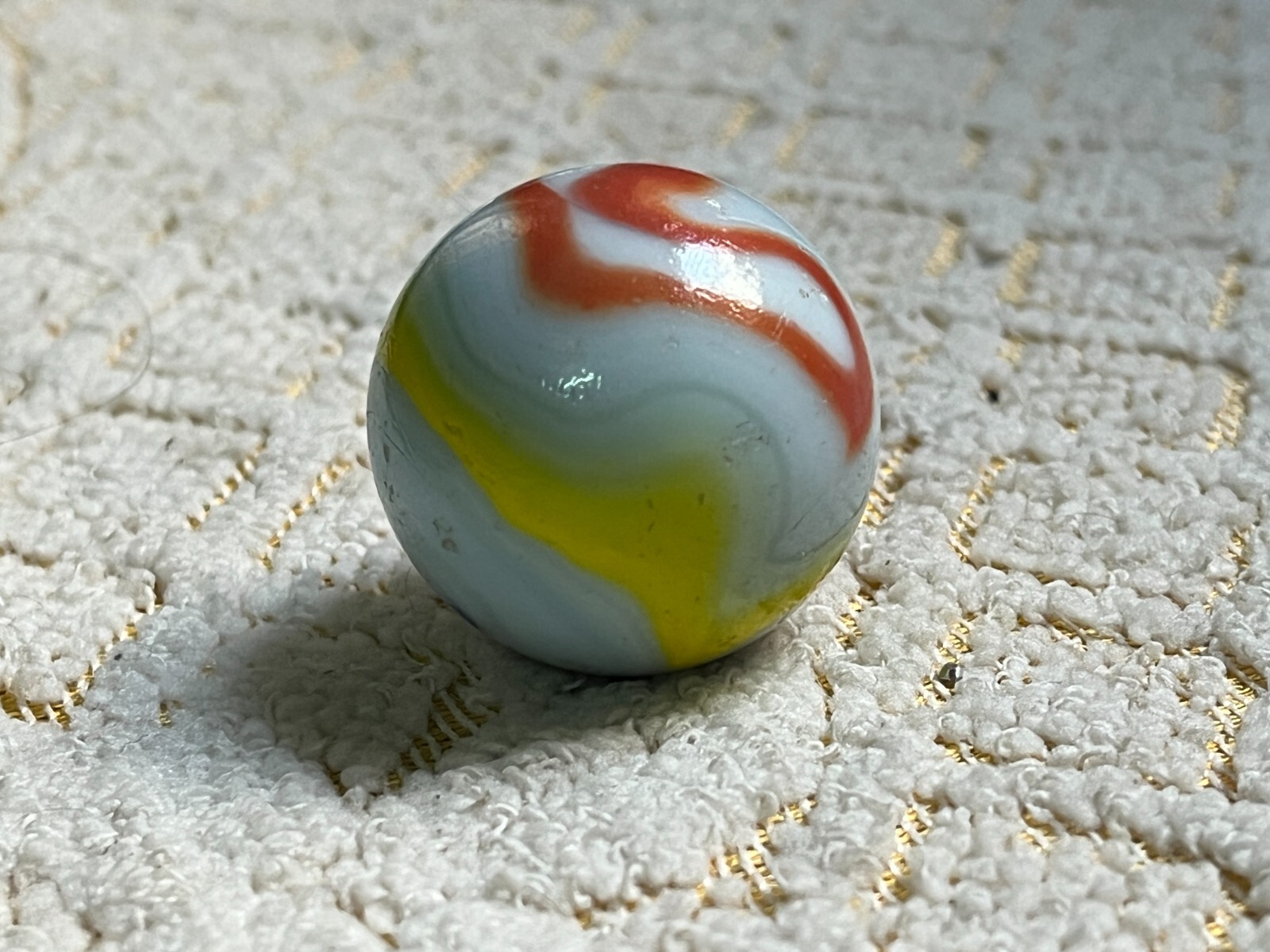 1920s Vintage Original Handmade Divided Core Swirl Colorful Glass Marble Germany