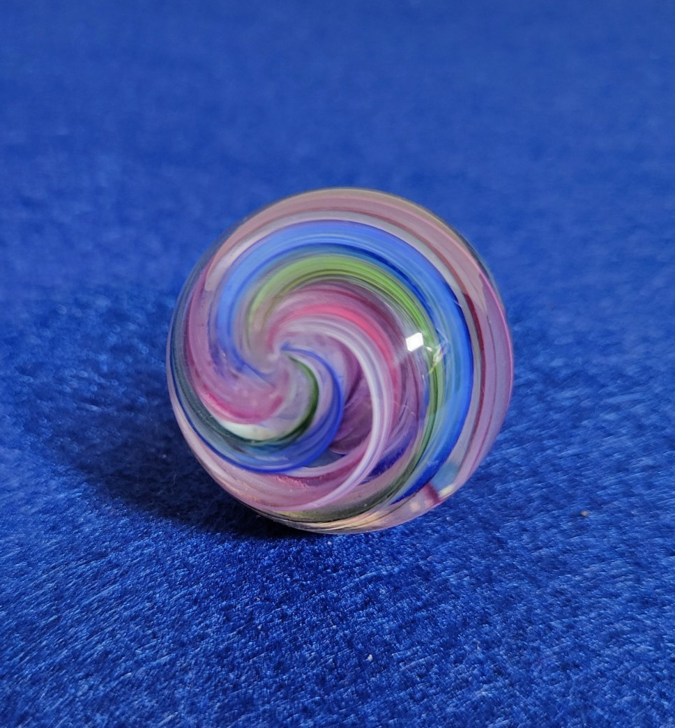 Jody Fine Handmade Glass Marble Signed Swirl Pink Blue Green