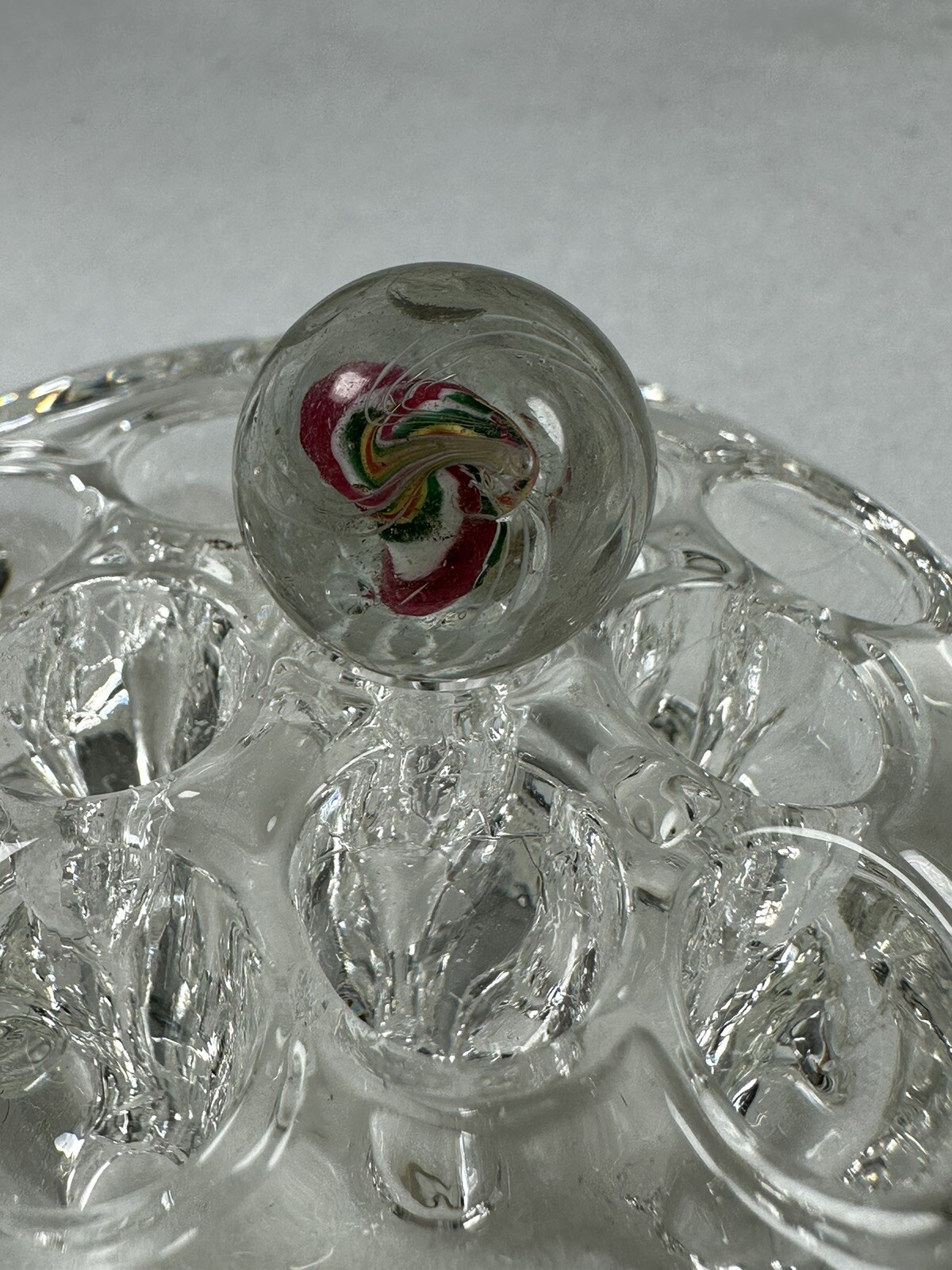 MARBLE 1800’S HANDMADE GERMAN 3/4″ “SOLID CORE” RED WHITE GREEN YELLOW CLEAR