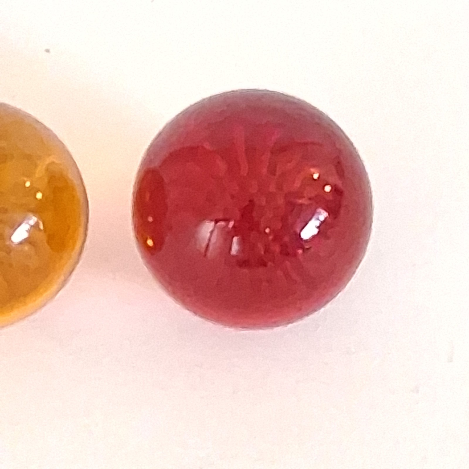 Set of 3 Decorative Glass Marbles – Red, Amber, Clear – 1.25″ Diameter