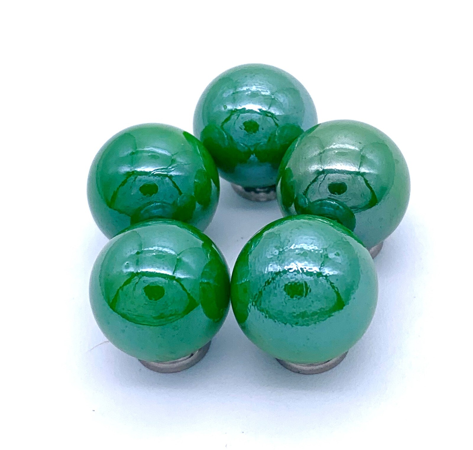 New for 2023! Iridescent Opal Green 16mm Glass Player Marbles (5/8″) Pk 50 Vacor