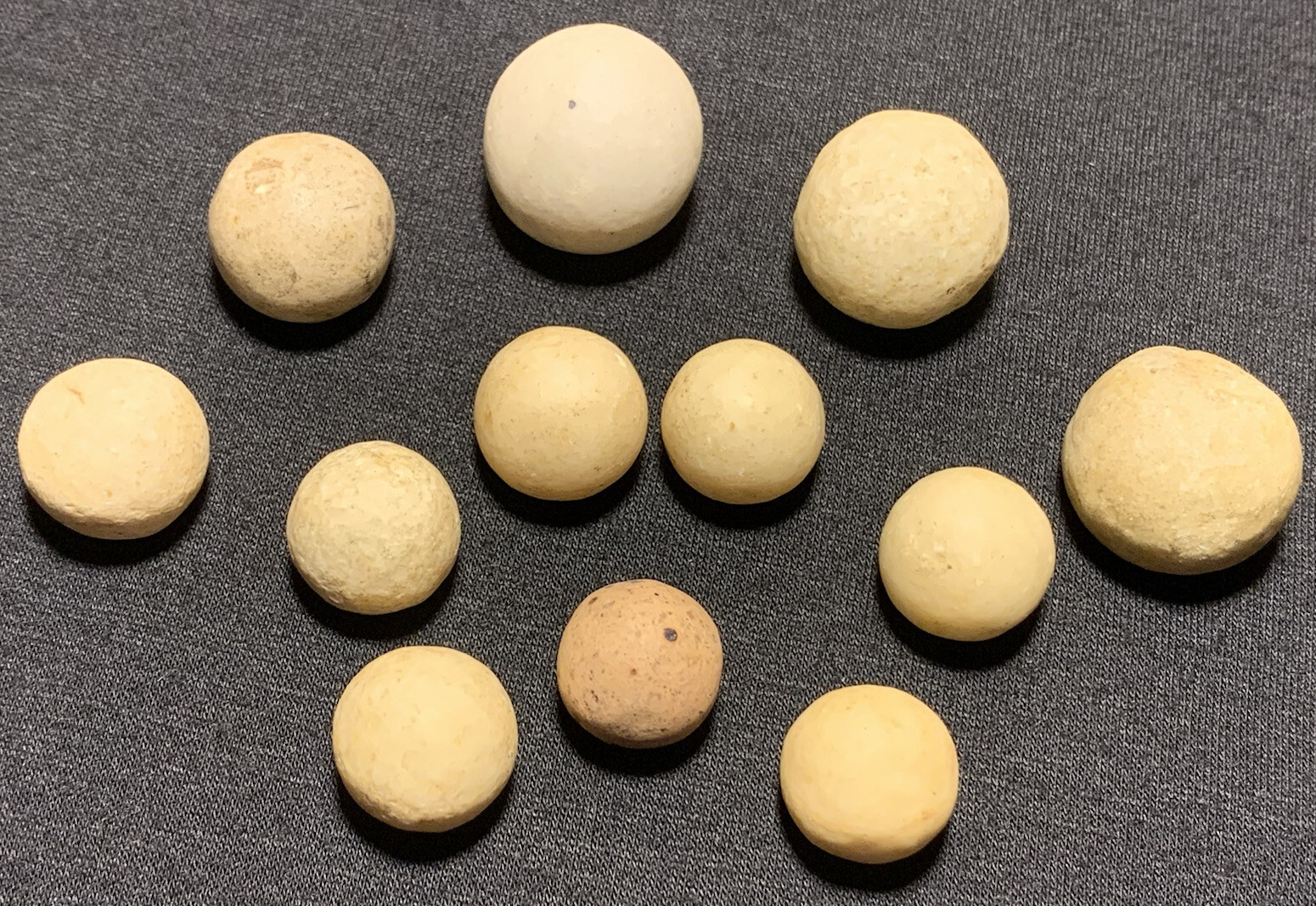 Vtg Antique Handmade Earthen Clay Stone Assorted Tan Light Brown 12pc Marble Lot