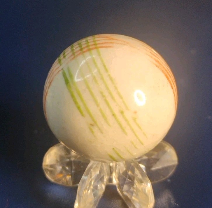 .90″ ANTIQUE MARBLES CROCKERY INTERSECTING LINES “BRIGHT COLORS”