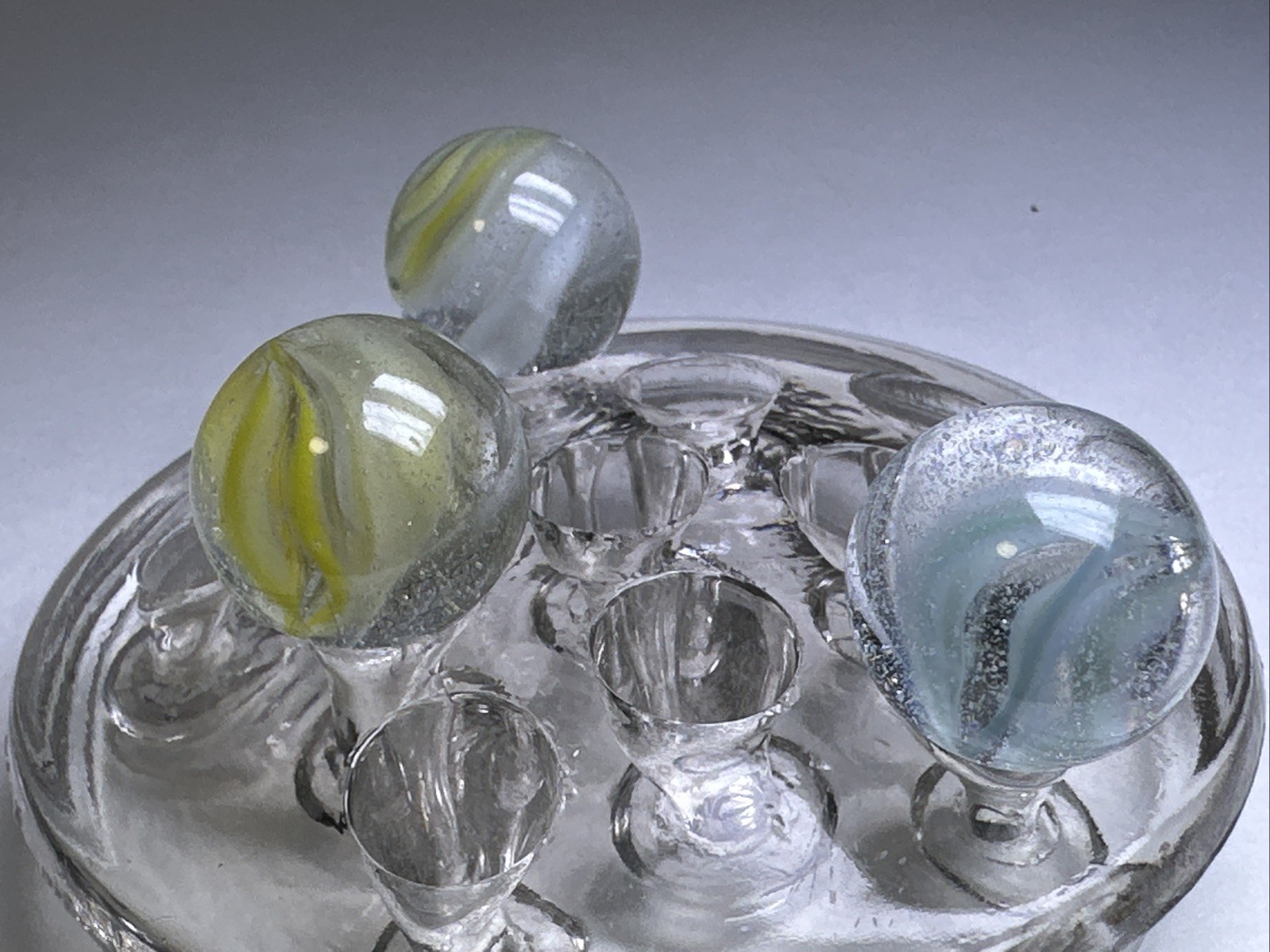 265 Awesome Lot Of 3 Vintage Vitro Agate Blended Cats Eye Shooters!