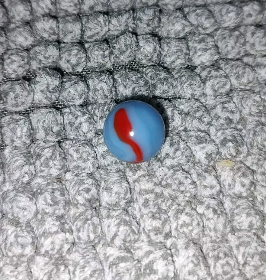 HTF Vintage Heaton Agate Marble Superman Red Blue Swirl 0.625″ 1940s Marble King