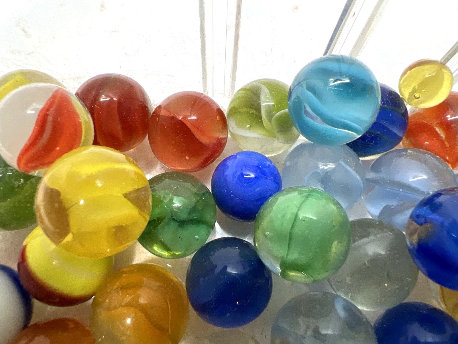 Estate Item Antique Vintage Lot Of Clear/Swirl Glass Marbles lot 32