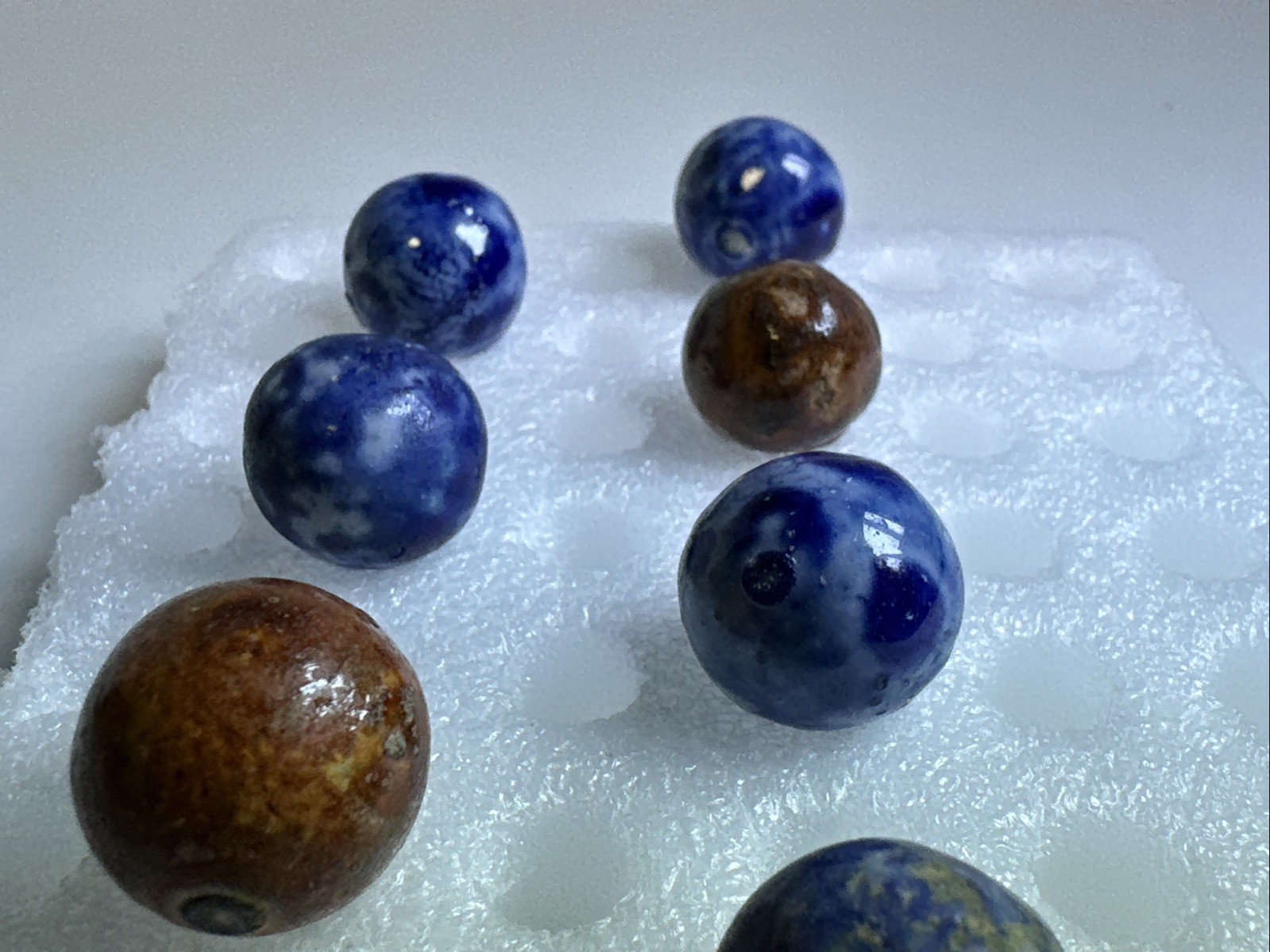 343 Lot Of 10 Vintage Handmade Clay Bennington Marbles! .713-.783”