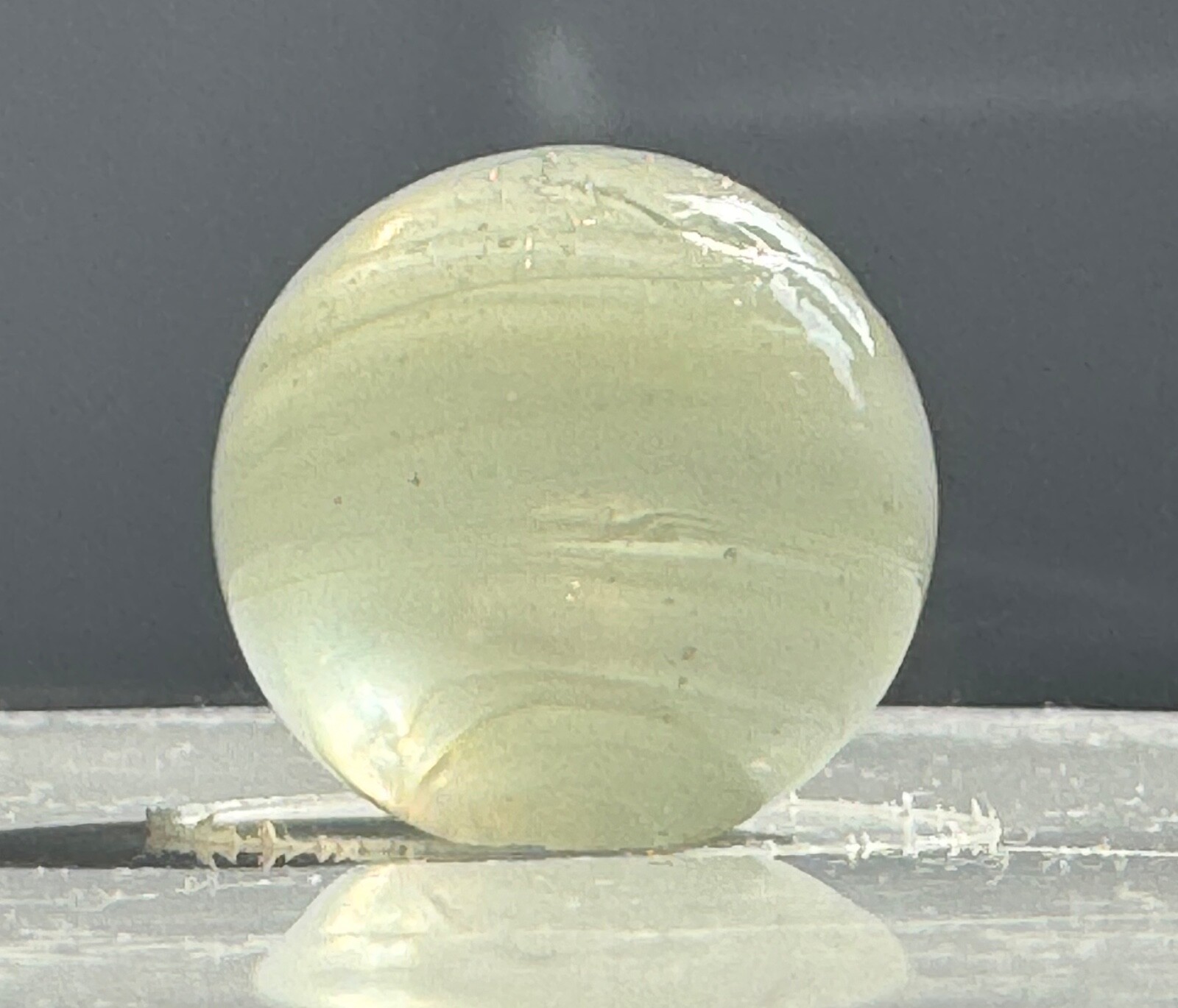 Egg Yolk & White Single Faceted Pontil Transitional Marble 21.5mm (27/32”)