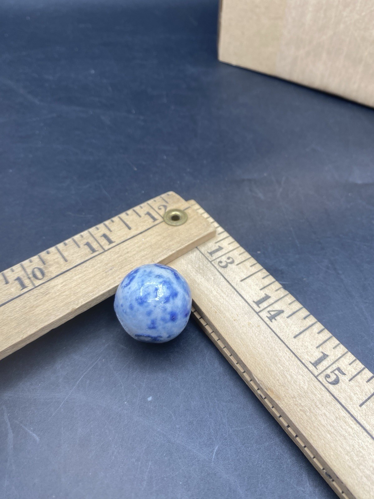 Vintage Large Clay Marble Textured Blue Variation And White 1#