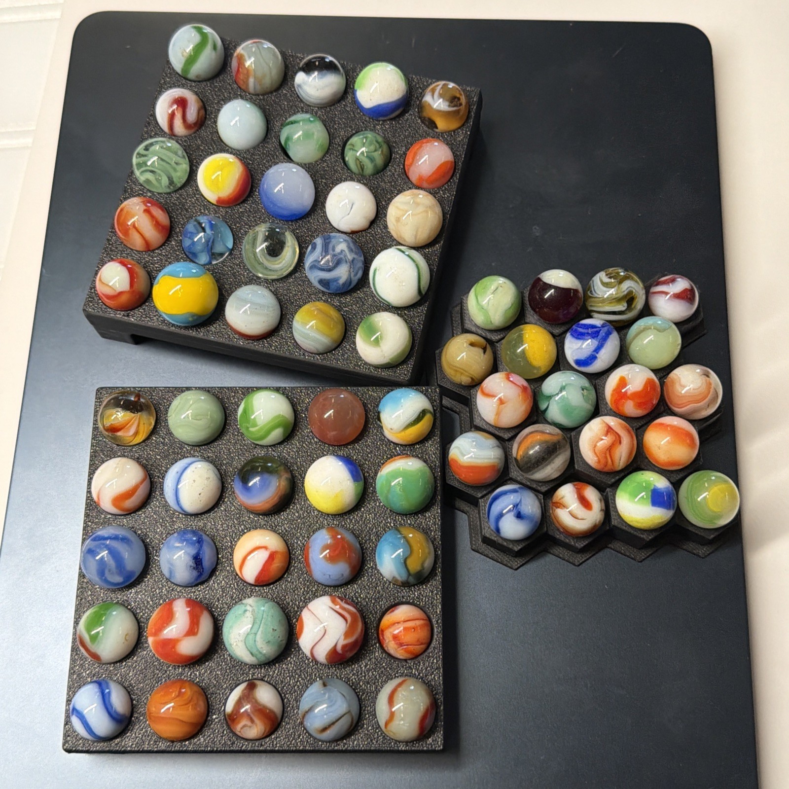 Vintage Glass Marbles Vitro Akro Patch, King Tri, Agate, Christensen 70 Pc Lot