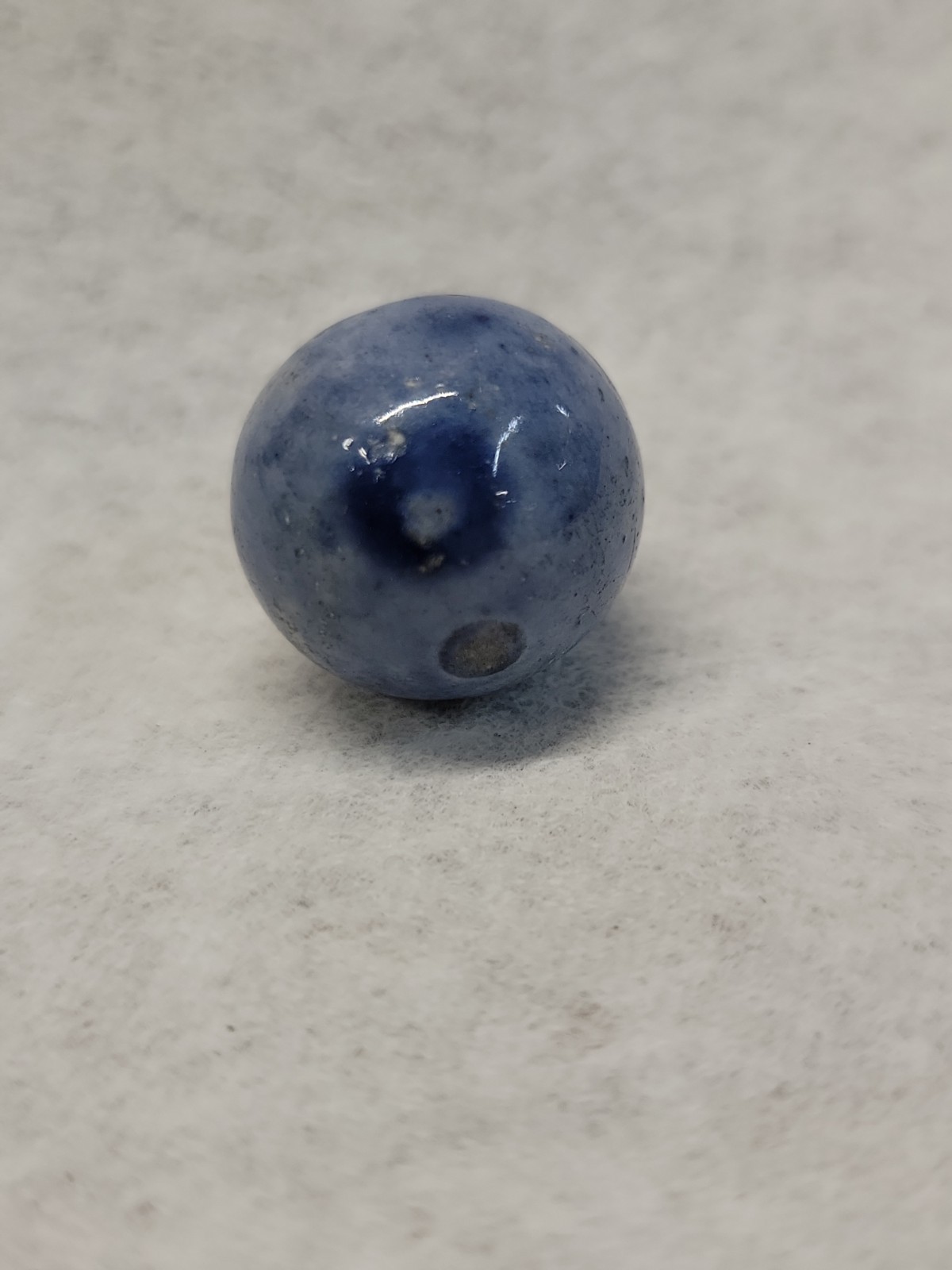 VINTAGE BENNINGTON BLUE POTTERY CLAY MARBLE NICE 3/4″ ESTATE ORIG EARLY 1900s