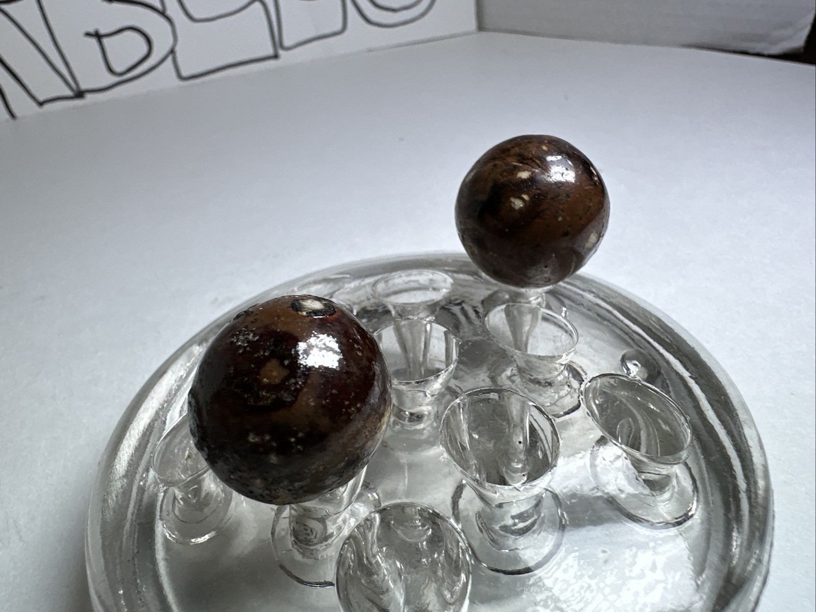 346 Lot Of 2 Vintage Handmade Clay Bennington Marbles! .850-.982” Shooters