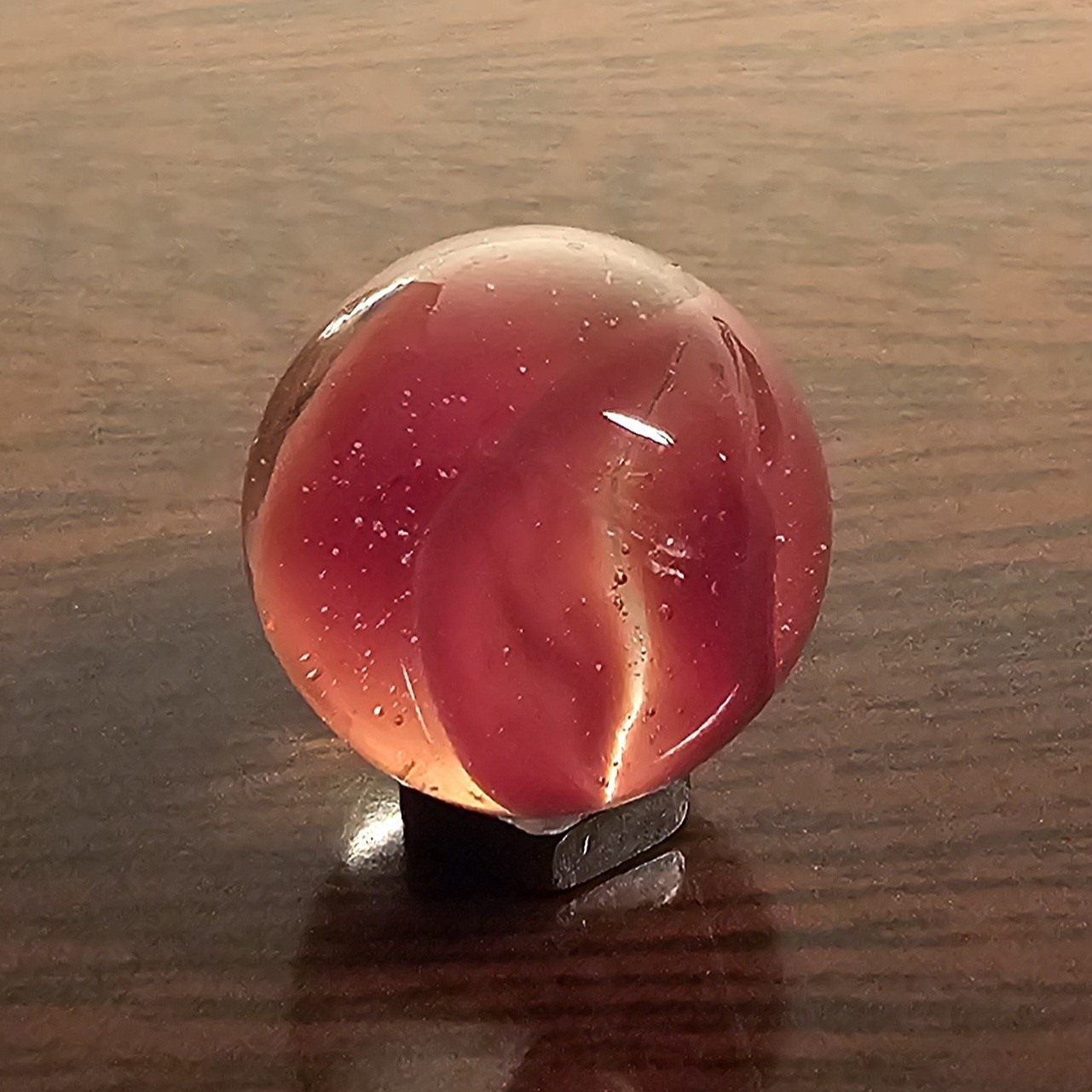 Vintage C. E. Bogard Rose 4 Lobe Hybrid Cats Eye .625 Glass Marble w Inclusion