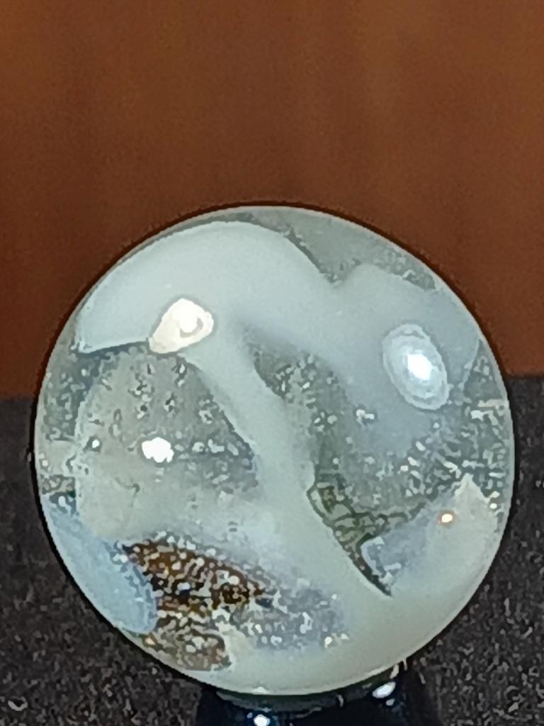 11/16″ Akro Agate Ice White Slag Snake Swirl Near Mint Serious Marble B215