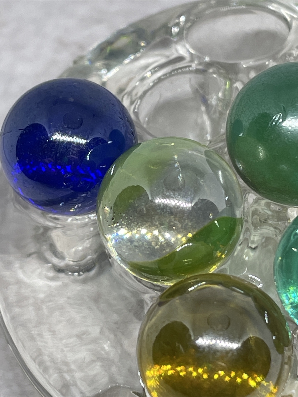 Marble Lot of 7 Vintage Glass Marbles Clear Glass Colors