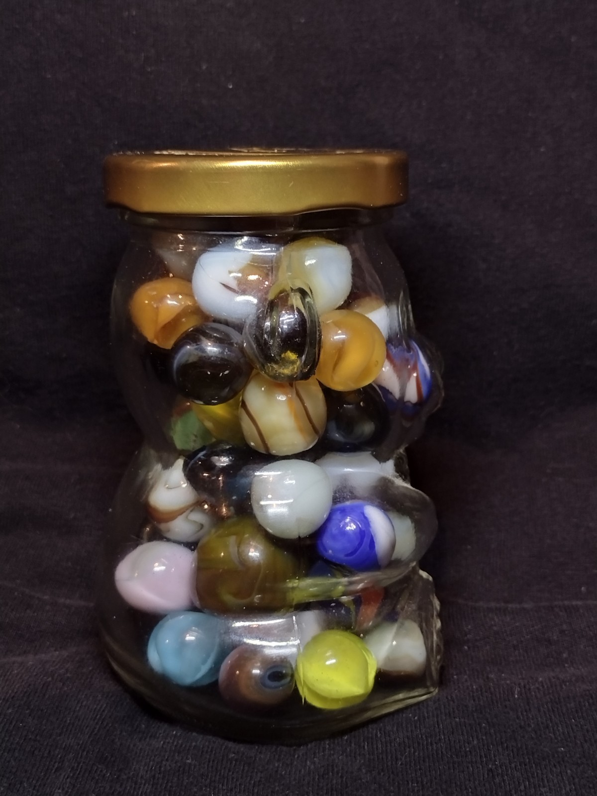 Jar Full Of Glass Toy Marbles. Jabo And Assorted Other Brands Some UV Reactive