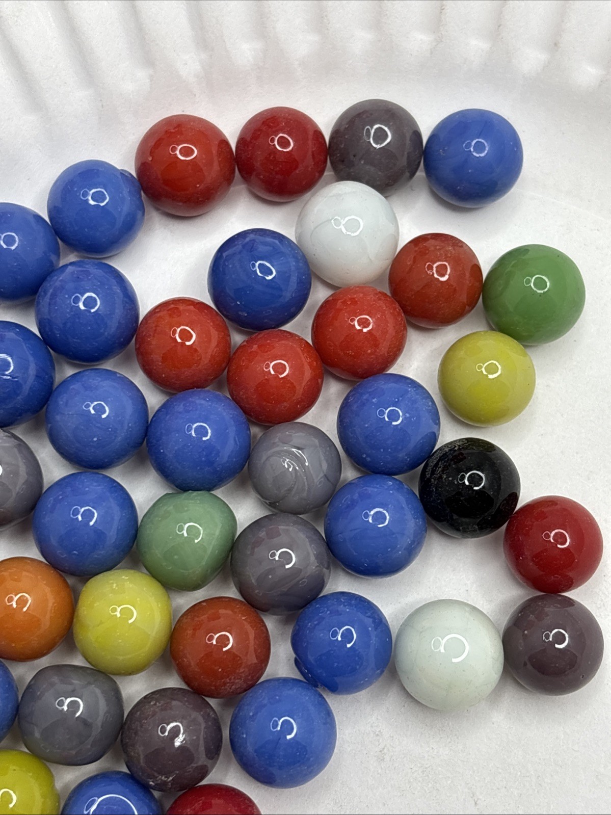 Vintage Bright Color Glass Marbles Lot of 50 Peewee Size SS Some Imperfections